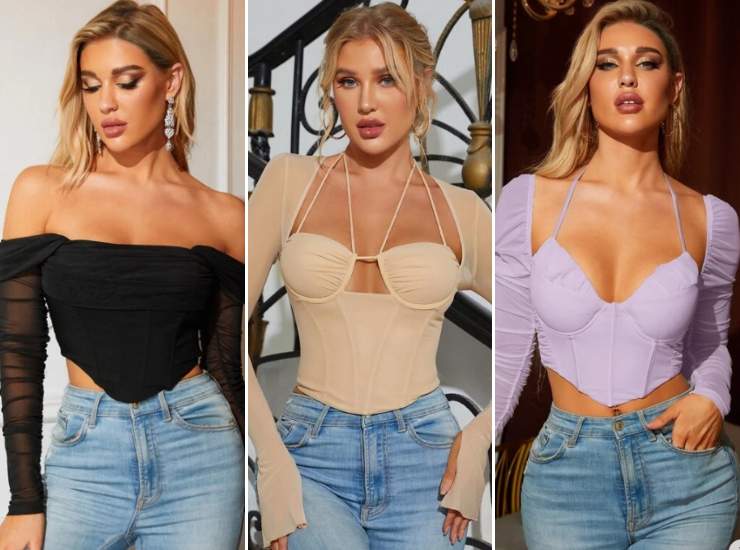 Top a manica lunga con corsetto - Fonte Shein - Moda e Immagine