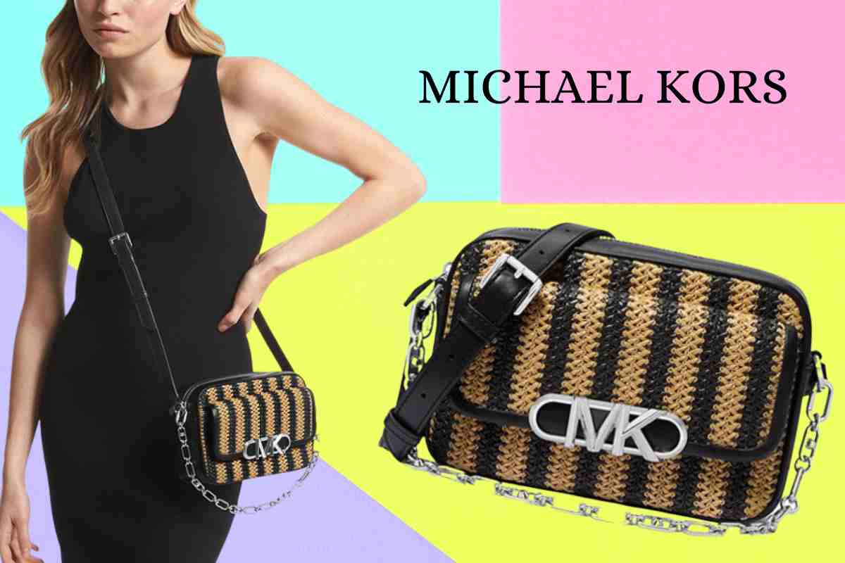 Borsa Parker in pelle e paglia di Michael Kors 