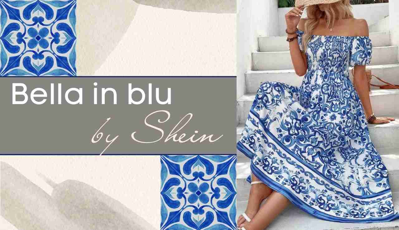 Abiti fantasia bianco blu shein