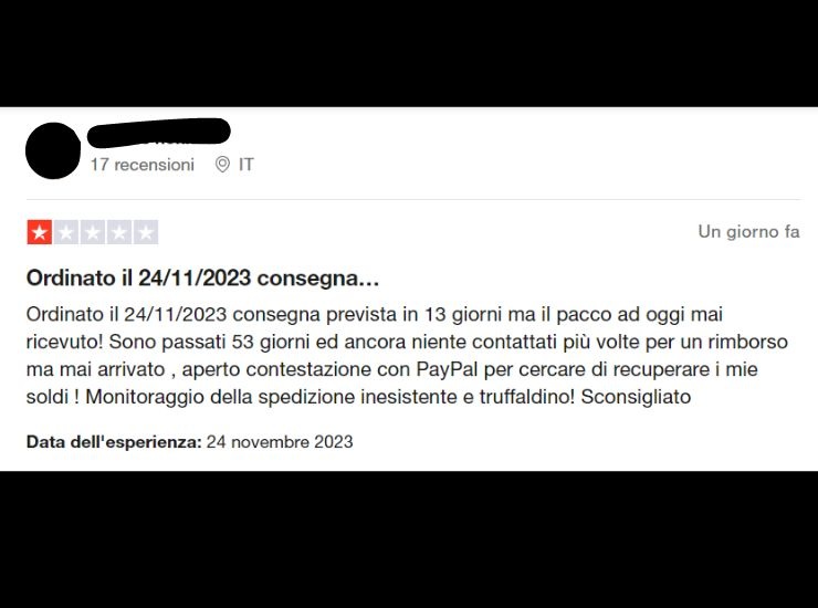 Recensione negativa Shein 