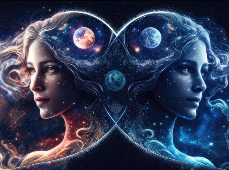 Due donne che rappresentano il segno zodiacale dei Gemelli 
