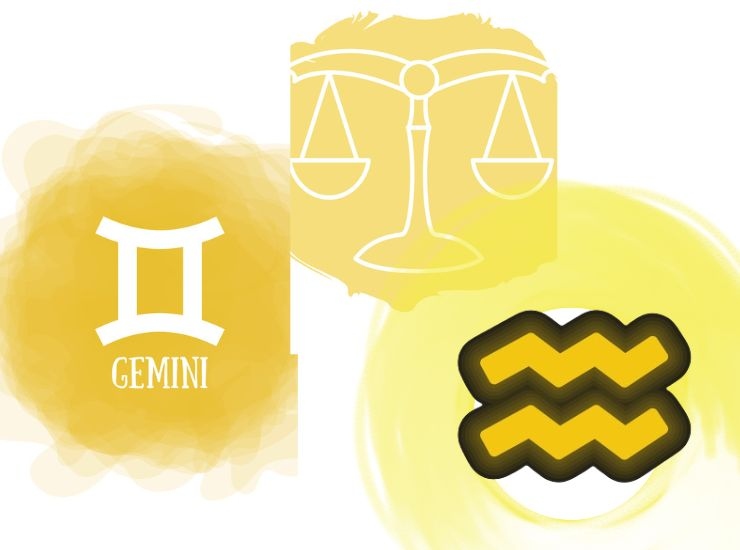 Gemelli, bilancia e acquario segni zodiacali d'aria